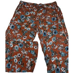 Kut from the Kloth Womens Rust Floral Print Wide Leg Cord‎ Rayon Pants 8 Casual
